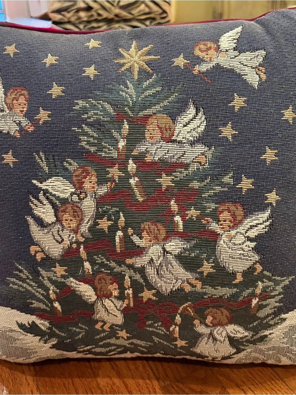 Christmas Angels & Christmas Tree Holiday Decorative Pillow